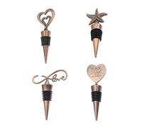 ZUNOXAZ 2pcs Metal Wine Bottle Stopper Bronze Star Design Reusable Stylish Valentine Day Plug for Red Wine Beer Bottles Home Bar Use