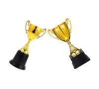 ZUNOXAZ 2pcs Mini Gold Trophy Cups with Black Base Plastic Award Cups for Employee Recognition School Competitions Sports Events Compact Portable Design Elegant Shine for Winners and