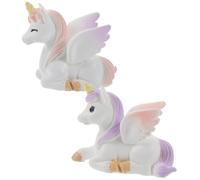 ZUNOXAZ 2pcs Miniature Unicorn Figurine Cake Decorating Resin Cute Unicorn for Cupcake Toppers and Room Decor Lightweight Fantasy Animal Ornaments for Family Celebration