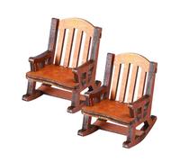 ZUNOXAZ 2pcs Miniature Wooden Rocking Chairs Tiny Furniture Dolls House Accessories Cozy Decor for Desk Cabinet Display Model Living Scene Christmas Craft