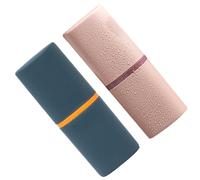 ZUNOXAZ 2pcs One Portable Toothbrush Case with Washing Cup Travel Storage Box for Home Use Compact with Rounded Corners Dark Blue Pink