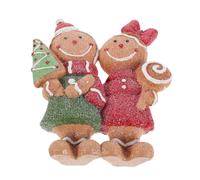 ZUNOXAZ 2pcs Resin Christmas Gingerbread Man Figurines Tabletop Decor with Hat Candy Bow Scarf European Style Holiday Centerpiece for Home Festive Display
