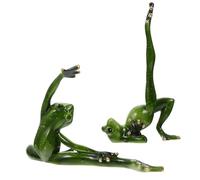 ZUNOXAZ 2Pcs Resin Yoga Frog Figurines Creative Animal-shaped Decor Vivid Meditating Frogs Ornaments for Indoor Outdoor Garden Display Decorative Statues