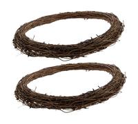 ZUNOXAZ 2pcs Round Hanging Vine Wreath Natural Rattan Vine Ring Rattan Branch Branch Wreath DIY Plain Form Making Material Light Brown