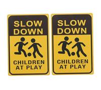 ZUNOXAZ 2pcs Slow Down At Play Safety Signs Metal Neighborhood Street Caution Signs Bright Colors Educational Tool for Road Safety Awareness