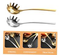ZUNOXAZ 2pcs Stainless Steel Spaghetti Spoon with Drain Lightweight Heat-Resistant Pasta Server Forks for Home and Restaurant Kitchen Utensils