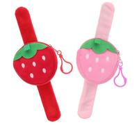 ZUNOXAZ 2pcs Strawberry Pop Ring Slap Bracelets for Boys and Girls Adults Fruits Snap Bands Party Favors Boys and Girls Bracelets Bulk