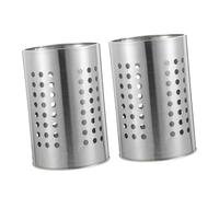 ZUNOXAZ 2Pcs Thickened Stainless Steel Kitchen Utensil Holder Draining Storage Container for Chopsticks Spoons Cutlery Organizer Compact Desktop Storage Multifunctional Tableware Crock