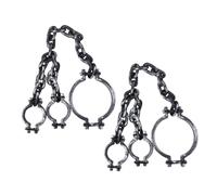 ZUNOXAZ 2pcs Wicked Party Photo Prop Halloween Decor Costume Shackles Realistic Prison Shackles Halloween Display Costume Party Trick Props Grey