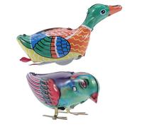 ZUNOXAZ 2pcs Wind-up Tin Cute Magpie Duck Clockwork Vintage Animal for Party Favors Novelty Gift for Birthdays and Festivals