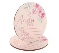 ZUNOXAZ 2pcs Wooden Name Announcement Signs for Nursery Hospital Birth Announcement Photo Props Birth Record Plaques Newborn Shower