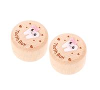 ZUNOXAZ 2pcs Wooden Tooth Keepsake Box Capacity Tooth Holder for Safe First Lost Storage Organizer Modern Minimalist Design for Boys and Nursery