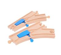 ZUNOXAZ 2pcs Wooden Train Tracks Expansion Pack Switch and Curved for Train Set Safe Natural Wood Construction Enhances Cognitive Development and Creative Play for Boys