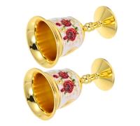 ZUNOXAZ 2pcs Zinc Alloy Royal Goblet Vintage Embossed Drinking Cups for Holiday Celebrations Elegant Palace Style Decorative Wine Glasses