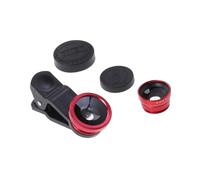 ZUNOXAZ 3-in-1 Red Clip-on Phone Camera Lens with Fisheye, Wide Angle, and Macro Functions for Smartphones, Portable External Mobile Camera Lens Attachment for Travel and Photography