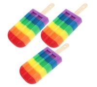 ZUNOXAZ 3 Pcs Colorful Cartoon Ice Cream Bath Sponge for Adults High Density Skin Cleaning Scrubber Fun Shower Pouf Exfoliating Body Wash Sponges with Vibrant Rainbow Colors