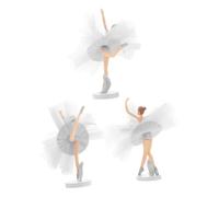 ZUNOXAZ 3 Sets Creative Ballerina Cake Toppers White Ballet Girl Figurines with Tulle Skirts Party Dessert Ornaments Stable Base for Birthday Cake Decorations and Home Bakery Use