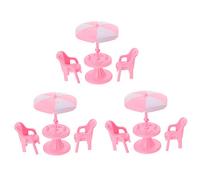 ZUNOXAZ 3 sets Miniature Beach Chair Dollhouse Accessories Pink Decorative Mini Deck Chairs with Sunshade Creative Table Models for Dollhouse Display and Odorless