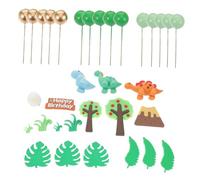 ZUNOXAZ 33pcs Jungle Animal Cake Decorations with Palm Leaves Versatile Forest Animal Cupcake Toppers for Birthday Parties Wild Theme Cake Decor Creative Dessert Picks