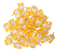 ZUNOXAZ 35pcs Numbered Key Label Tags with Keyring, Yellow Abs Plastic Keychain Tags with White Label and Plastic Cover, Blank Space for Marking, Easy to Find Organizing Keys at Home Or