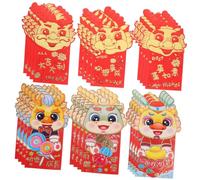 ZUNOXAZ 36pcs Chinese Year Red Money Envelopes with Dragon Patterns Paper Hongbao Pouches for Lunar Festival Bright Color Auspicious Blessings for Spring Celebration