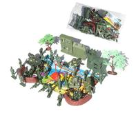 ZUNOXAZ 37pcs Military Scene DIY Sand Table Model with Soldiers Tanks Aircraft Flags for Boys Imaginative Play and Learning
