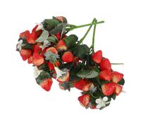 ZUNOXAZ 3Pcs Artificial Strawberry Branches Simulated Fake Strawberry Bunches Lifelike Bouquet Stems for Home Festival Wreath Decoration Reusable Bright Color