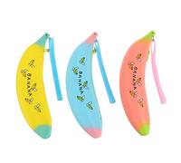 ZUNOXAZ 3pcs Banana-Shaped Silicone Pencil Cases Set for Students, Creative Pen Bags with Zipper, Cute Pink Yellow Blue Pen Storage for School and Office Use