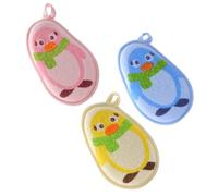 ZUNOXAZ 3Pcs Bath Scrubbers Lightweight Wear-Resistant Exfoliating Towels with Cute Penguin Prints for Comfortable Showering and Deep Body Cleaning Convenient for Travel and Daily Use