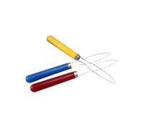 ZUNOXAZ 3Pcs Button Hook Stainless Steel with Wooden Handle Button Assist Device for Seniors Easy One Hand Fastening Red Yellow Blue