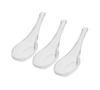 ZUNOXAZ 3pcs Clear Glass Spoons for Asian Cuisine and Desserts Reusable Transparent Soup and Yogurt Serving Utensils Heat-Resistant Spoons for Buffet and Household Use