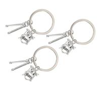 ZUNOXAZ 3Pcs Musical Instrument Key Chains Creative Zinc Alloy Miniature Drum Violin Pendants Bag Hanging Accessories for Music Lovers and Rock Band Fans