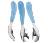 ZUNOXAZ 3pcs Stainless Steel Utensils with Rice Paste Spoon Ingot Shaped Feeding Spoons for Self Feeding Easy Grip Handles for Fine Motor Skill Development Safe and Durable Supply