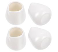 ZUNOXAZ 4 Pcs White Ceramic Milk Cups Without Handle Medium Size Multipurpose Creamer Jugs for Coffee, Tea, and Hot Drinks in Café Or Home Use