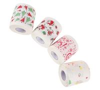 ZUNOXAZ 4 Rolls Christmas Theme Roll Paper Cute Xmas Material Stocking Festive Bathroom Color Holiday Funny Merry Decorations Sing Toilet Paper Santa Claus Napkins
