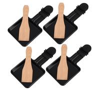 ZUNOXAZ 4 Sets Mini Raclette Grill Pans with Wooden Spatulas Non-stick Electric Cheese Oven Tray for Home Bbq Fast Heating Cheese Pans for Family Gatherings and Outdoor Picnics