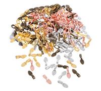 ZUNOXAZ 400pcs Oval round Glue on Pendant Bails Set for Jewelry Making, Small Flat Pad Charm Connectors in Four Colors, DIY Craft Supplies for Necklace and Earring Assembly