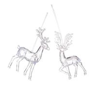 ZUNOXAZ 4pcs Acrylic Transparent Deer Pendants for Christmas Tree Decoration Lightweight Hanging Reindeer Ornaments with Built Strings Sturdy Clear Plastic Elk Figurines for Mantel Window