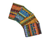 ZUNOXAZ 4pcs Ethnic Style Drawstring Pouch Set 18x13cm, Cotton Storage Bags with Blue, Yellow, Red, Green Prints for Travel, Jewelry, Candy, and Packaging