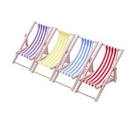 ZUNOXAZ 4pcs Foldable Wooden Miniature Beach Chair Model for Dollhouse Tiny Furniture Miniatures with Realistic Design Microlandscape Accessories Yellow Purple Light Blue Red for Nursery