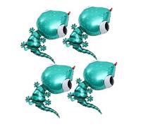 ZUNOXAZ 4Pcs Inflatable Gecko Foil Balloons Creative Aluminum Film Animal Party Decorations for Birthday Shower Wear Resistant Photo Props for Forest Theme Celebrations