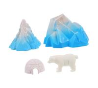 ZUNOXAZ 4pcs Mini Igloo Model with Realistic Ice Houses and Polar Animal Figures Arctic White Bear for Lifelike Iceberg Decorations for Dollhouse and Diorama Landscaping