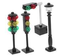 ZUNOXAZ 4pcs Mini Traffic Light for Realistic Early Learning Signal Model with DIY Small Particle Blocks Interactive Traffic Stop Light Playset for Sand Table