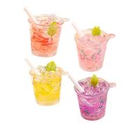 ZUNOXAZ 4pcs Miniature Resin Drink Bottles Mixed Colors Dollhouse Accessories Mini Kitchen Scene Decor Simulation Beverage Models for Photography and Play