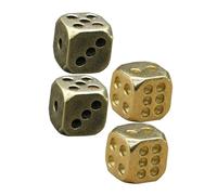 ZUNOXAZ 4Pcs Pure Brass Dice Decorative Nightclub Game Props Household Dice Ornament with Vintage Style Smooth Polished Surface for Bar and Family Gatherings Random Color