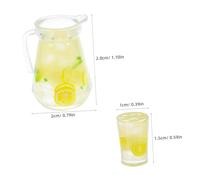 ZUNOXAZ 4pcs Realistic Mini Dollhouse Lemon Tea with Iced Lemonade Intricately Detailed Miniature Beverage Models for Summer Pretend Play and Micro World Scenes Portable Collection