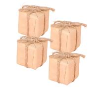 ZUNOXAZ 4pcs Scale Miniature Birthday Boxes Retro Kraft Paper Dollhouse Mini Decorative Accessories for DIY Model Home Decor Festival Party Ornaments