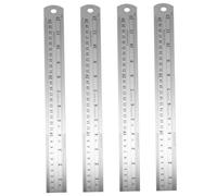 ZUNOXAZ 4Pcs Stainless Steel Double Scale Ruler Britain Standard Straight Edge for Students Architects Engineers Designers Measuring Tool