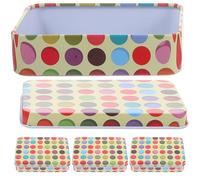 ZUNOXAZ 4Pcs Tinplate Card Storage Box Set with Polka Dot Design Playing Card Organizer for Trading Baseball and Display