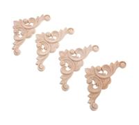 ZUNOXAZ 4pcs Unfinished Wood Appliques Floral Carved Corner Onlays for Furniture Cabinets Beds DIY Home Decor European Style Vintage Decorative Overlays